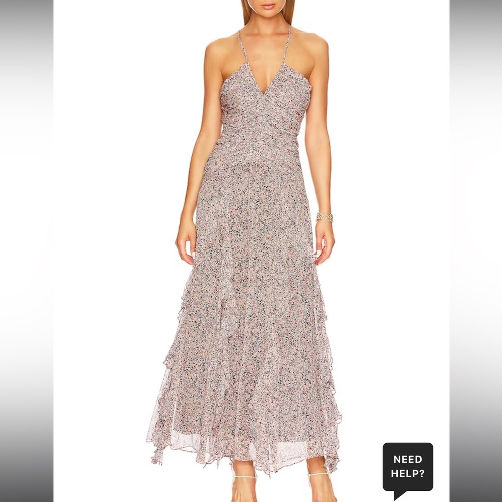 Shona Joy Cynthia Ruched Frill Maxi Sleeveless Dress